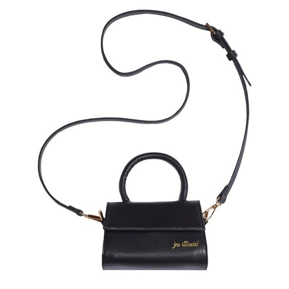 Jeu Illimité Black Leather Cherie Mini Top Handle Crossbody Purse Shoulder Bag - Picture 4 of 14